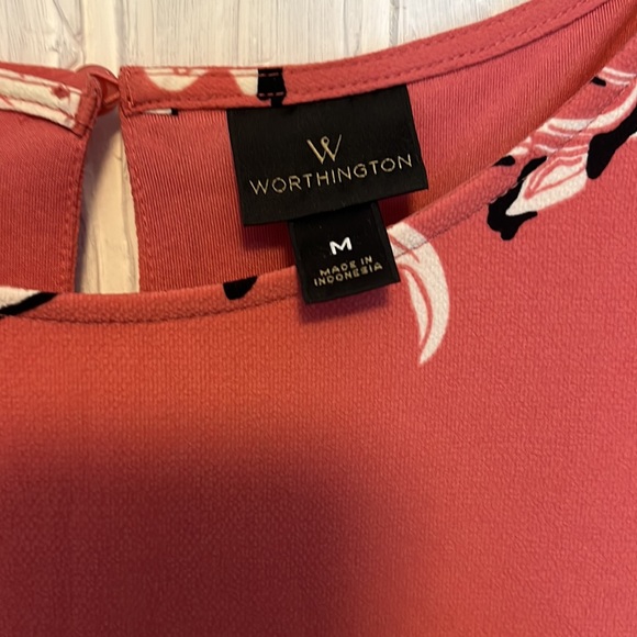 Coral dress with big white flowers, knee length dress, short sleeve dress - Picture 6 of 13